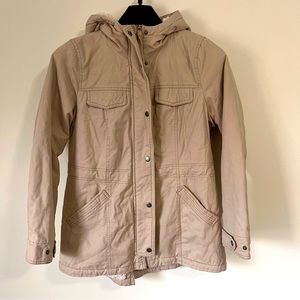 Sebby Sherpa-lined Twill Anorak Jacket Tan Women’s L